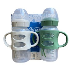 Dr. Brown's Milestones Wide Neck Sippy Spout Bottles 9oz 2 Pack Flexible Handle