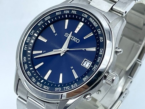 Near MINT SEIKO Radio Wave Control Solar Men's Watch SS World Time 7B27-0AA0 - Picture 1 of 18