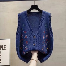Gilet Débardeur Tricot Femme Floral Rétro 3 En 1 Boutonné Blanc/Apricot/Khaki