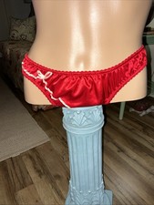 Vintage Victoria  s Secret Christmas  hohoho  Red Satin Panties SMALL