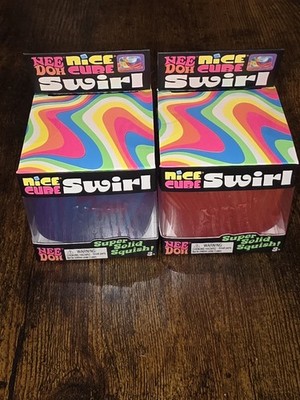 2 NeeDoh Nice Cube Swirls | Original Orange Cube & Purple Cube | New | Schylling