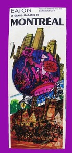 EATON'S MONTREAL QUEBEC CANADA CITY STREET ROAD MAP 1968 VINTAGE