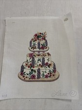 Lani Handpainted Needlepoint Canvas Wedding Cake, 18mesh