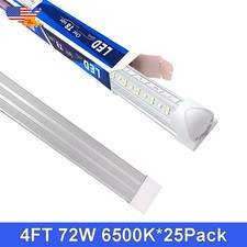 25 Pack T8 LED Tube Lights 48 inch 4FT LED Shop Light 72W 7200Lms 6500K Fixture