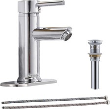 Bathroom Sink Faucet with Drain Assembly Chrome Short drain,
