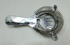 Vintage 1980's Stainless Steel USA Mixed Drink Ice Strainer Old Spring Bar Tool