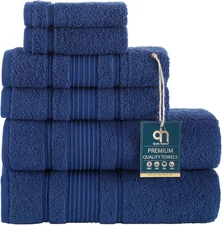 Qute Home 6-Piece Bath Towels Set, 100% Turkish Assorted Colors , Sizes