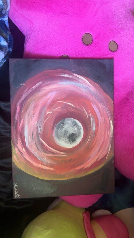 Signed Unframed Abstract Swirl Spiral Eye Painting - Single Piece Art