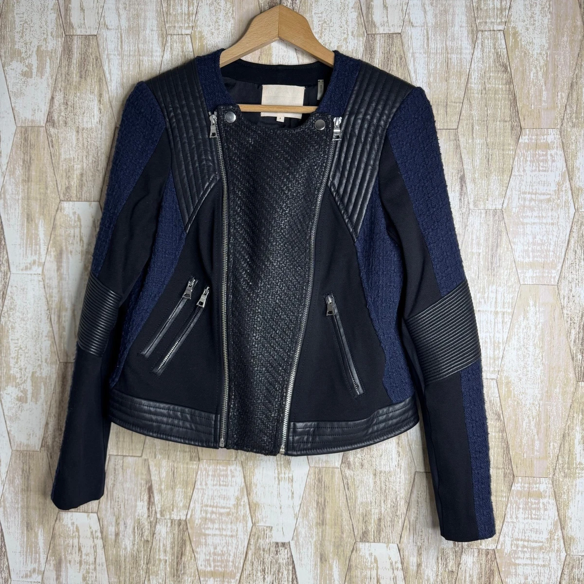 La Vie Rebecca Taylor Colorblock Pattern Faux Fur Jacket - Neutrals