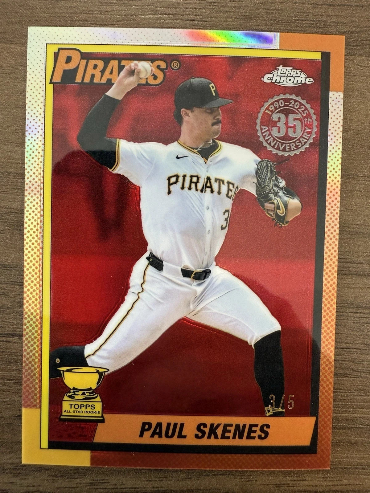 2025 Topps Chrome - Paul Skenes 90CB-13 35th Anniversary 1990 RED 3/5!