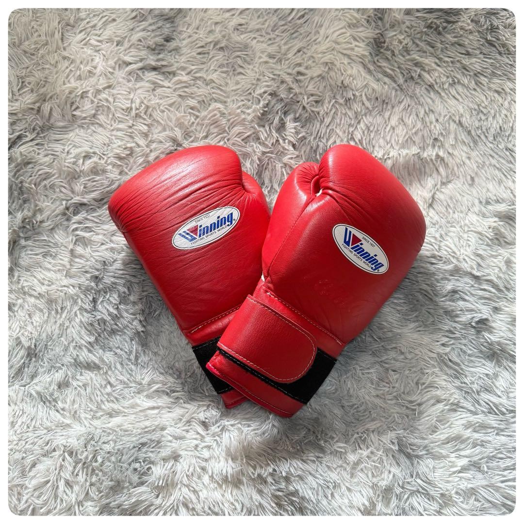 新品未使用 Winningボクシンググローブ 14 oz レッド MS-500B Winning Boxing Gloves 14oz MS-500B Red Tape Type Used JAPAN