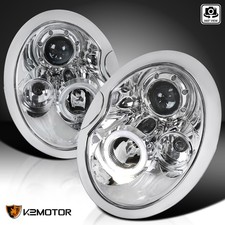 Clear Fits 2002-2006 Mini Cooper S Led Halo Projector Headlights Lamp Pair 02-05
