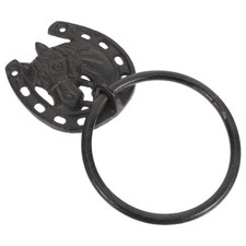 Image of Cast Iron Towel Ring Wall Mounted Horseshoe Bath Rings Farmhouse Bathroom Decor