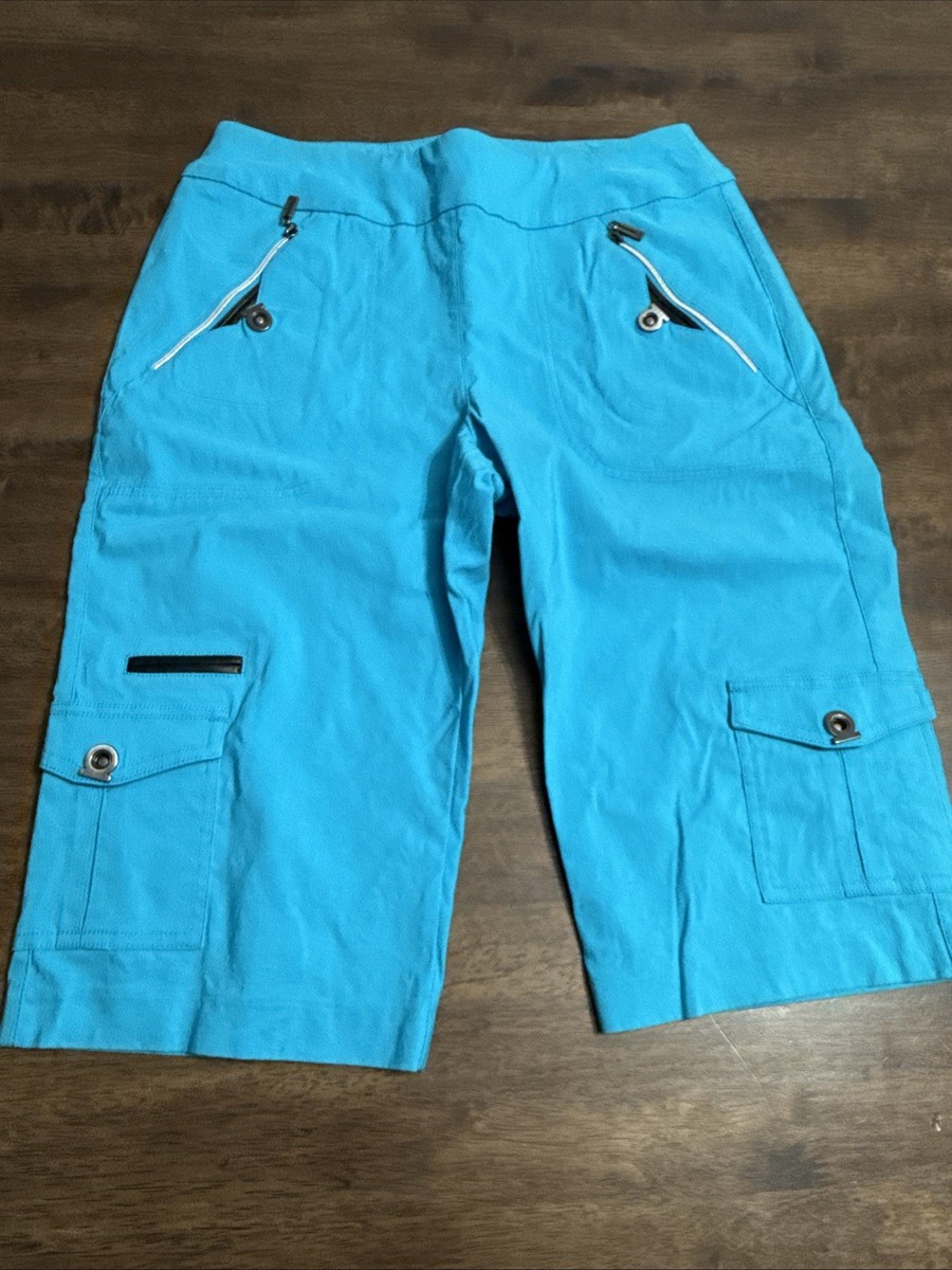 Jamie Sadock Turquoise Zip Pocket Shorts 8 Long Flat Front Athletic Sporty Golf