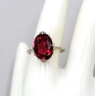 Moulin Rouge Fragrant Jewels Ring 925 Sterling Silver Red Oval Stone Size 9.5
