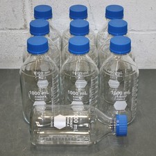 (10) Botellas Kimble Media 14395-1000, 1L / 1000 ml, vidrio de borosilicato, tapa GL45