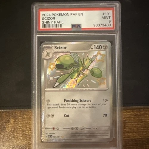 POKEMON 2024 Paldean Fates Shiny Rare SCIZOR #191 PSA 9 Mint RARE