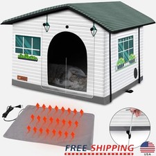 Heated Cat House Outdoor Insulated Shelter W/ Heating Pad Cats  Small Dogs New