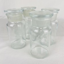 4 Vtg Antique TCW CO USA Glass Apothecary Bottles w/ Ground Glass Stoppers