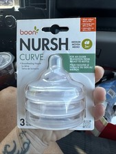 Nursh Curve Silicone Medium 3 Month Baby Bottle Nipples - Pack Of 3. NIB