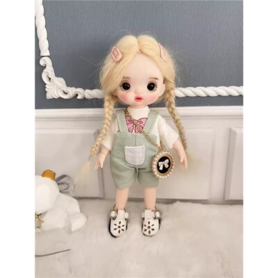 Full Set 1/8 BJD Doll Mini Girl Doll with Clothes Shoes Eye Wig Face Makeup Gift