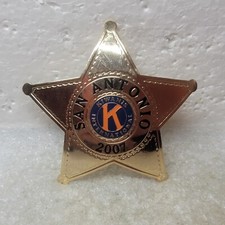 Kiwanis International San Antonio 2007 Sheriff Badge Star Large Pin Dual Pin Bck