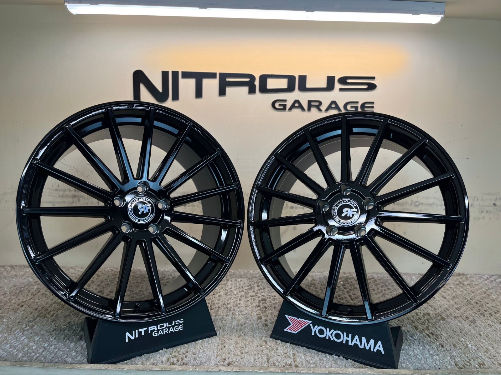 22 BLACK CONCAVE STAGGERED RF15 WHEELS FITS BENTLEY CONTINENTAL GT GTC 2003-2018