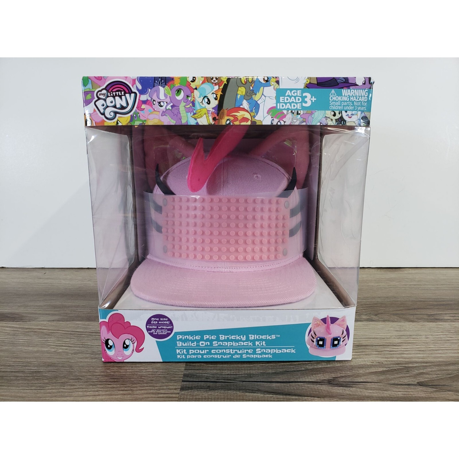 CAPPELLO BERRETTO MY LITTLE PONY PINKIE PIE BRICKY BLOCK COSTRUITO SU SNAPBACK OSFM NUOVO