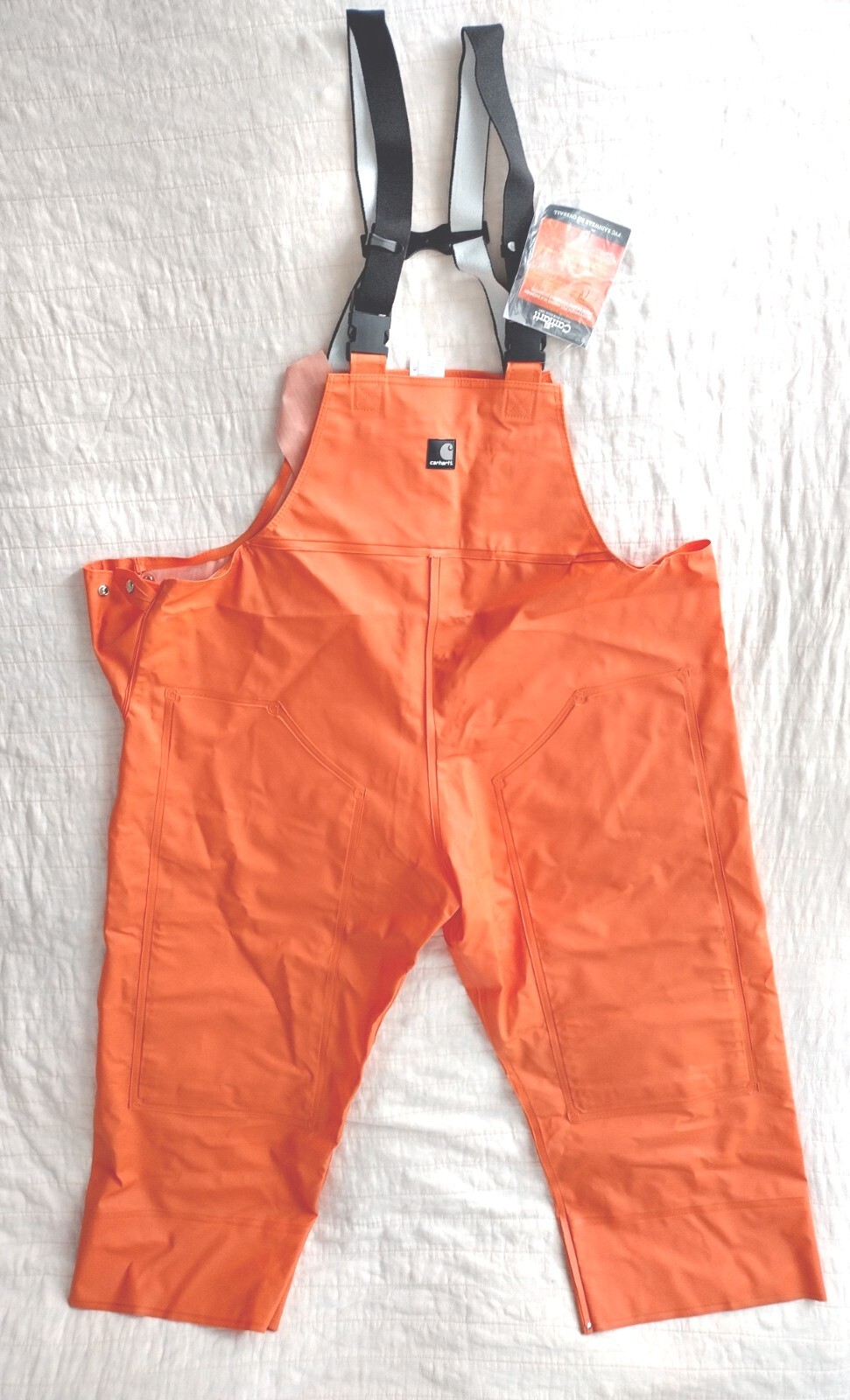 CARHARTT PVC RAINWEAR WATERPROOF BIB OVERALLS FISHING ORANGE NEW (SIZE