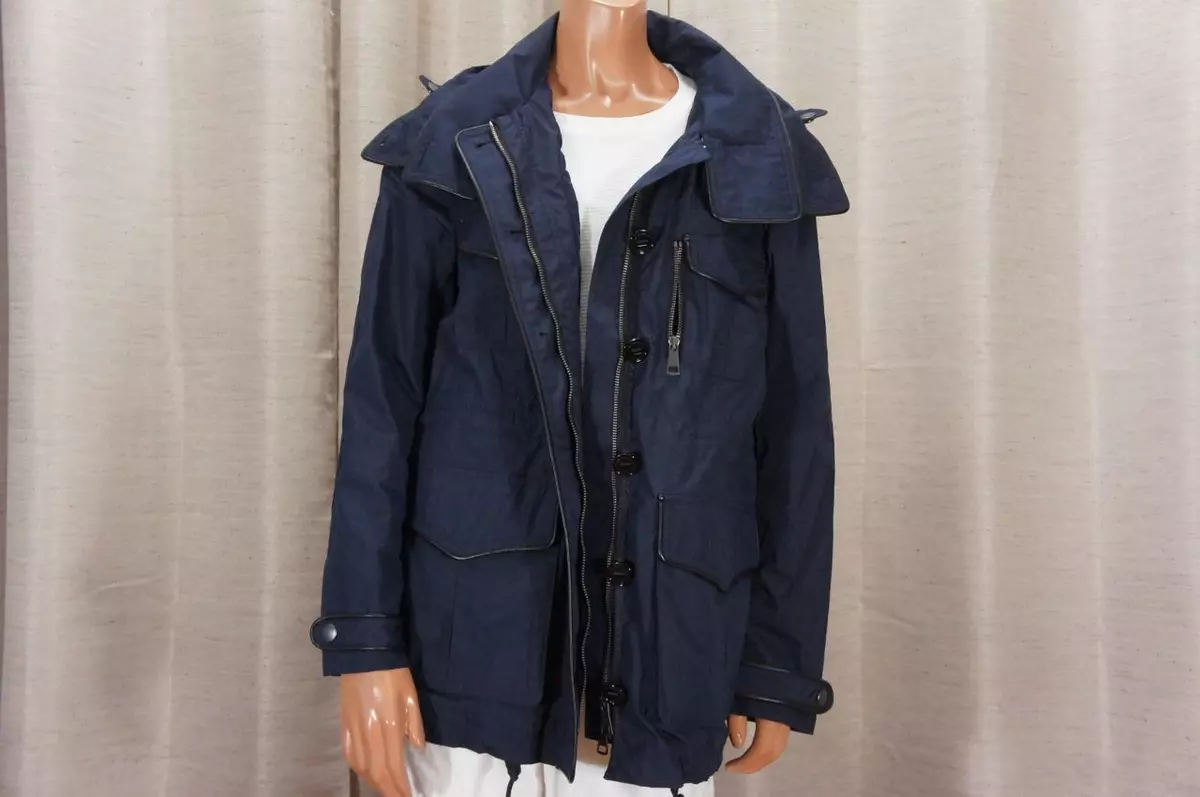 Tradicion Sin infinito BURBERRY BRIT ANORAK WINDBREAKER NAVY BLUE PARKA COAT JACKET 8 $865 | eBay