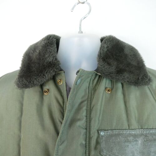 VTG Refrigiwear Green Jacket Coat Iron Tuff Wear Mens Medium Zipper With Hood - Picture 5 of 11