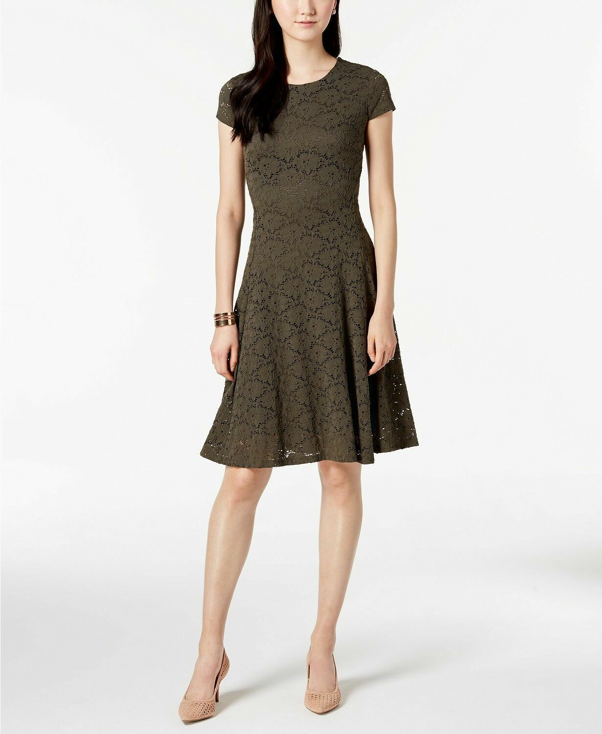 alfani lace fit & flare dress