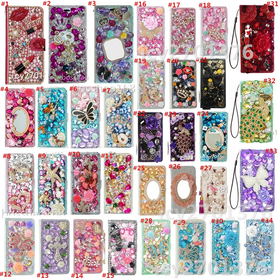 For Motorola MOTO G Play/G Power/G 5G 2024 Case Bling Leather Wallet Phone Cover - Image 3 of 4
