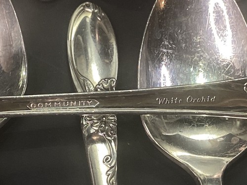 Zivildienst für 8 weiße Orchideenbesteck Silber Teller 60 Teile insgesamt - Bild 8 von 8