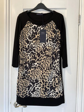 M&S COLLECTION Black Animal Print Longline Tunic Top Dress UK 12 NEW with Tags