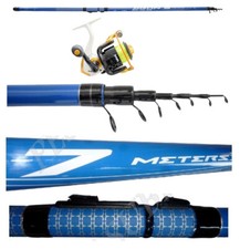 Kit Canna Bolognese 7Mt Carbonio + Mulinello + Filo Pesca Mare Fiume 7 Metri