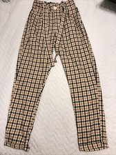 Almost Famous High Rise Skinny Small Plaid Belted Bottoms