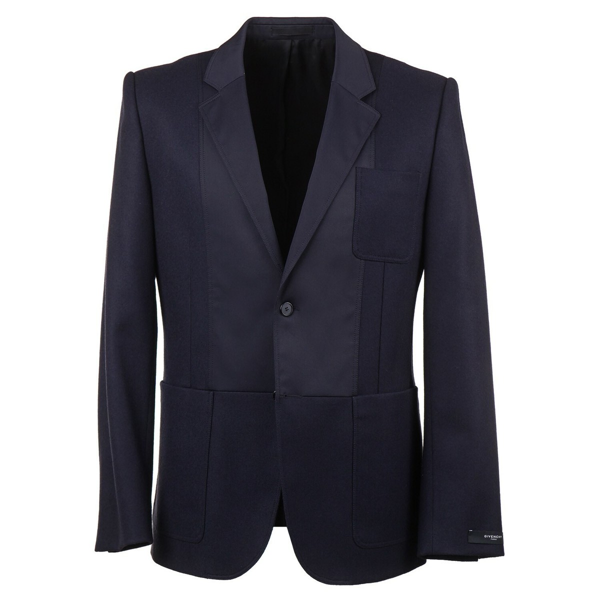 ジャケット GIVENCHY Midnight Blue Wool Blend Blazer Givenchy Navy Flannel Wool Blazer with Panel Details 42R