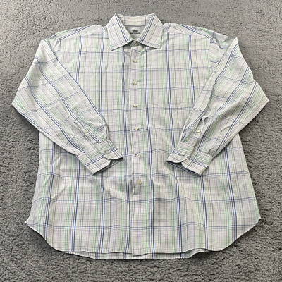 Battistoni Shirt Mens 16.5-42 Button Collared White 100% Cotton Barneys New York