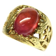 Gemstone 9 x 12 mm. Red Ruby Jewelry Ring 925 Silver 18K Gold Size 8.75