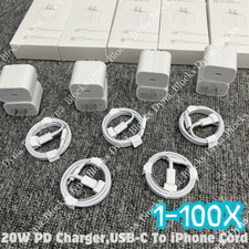 Bulk Lot For iPhone 14 13 11 20W Power Adapter USB Type-C Fast Charger PD Cable