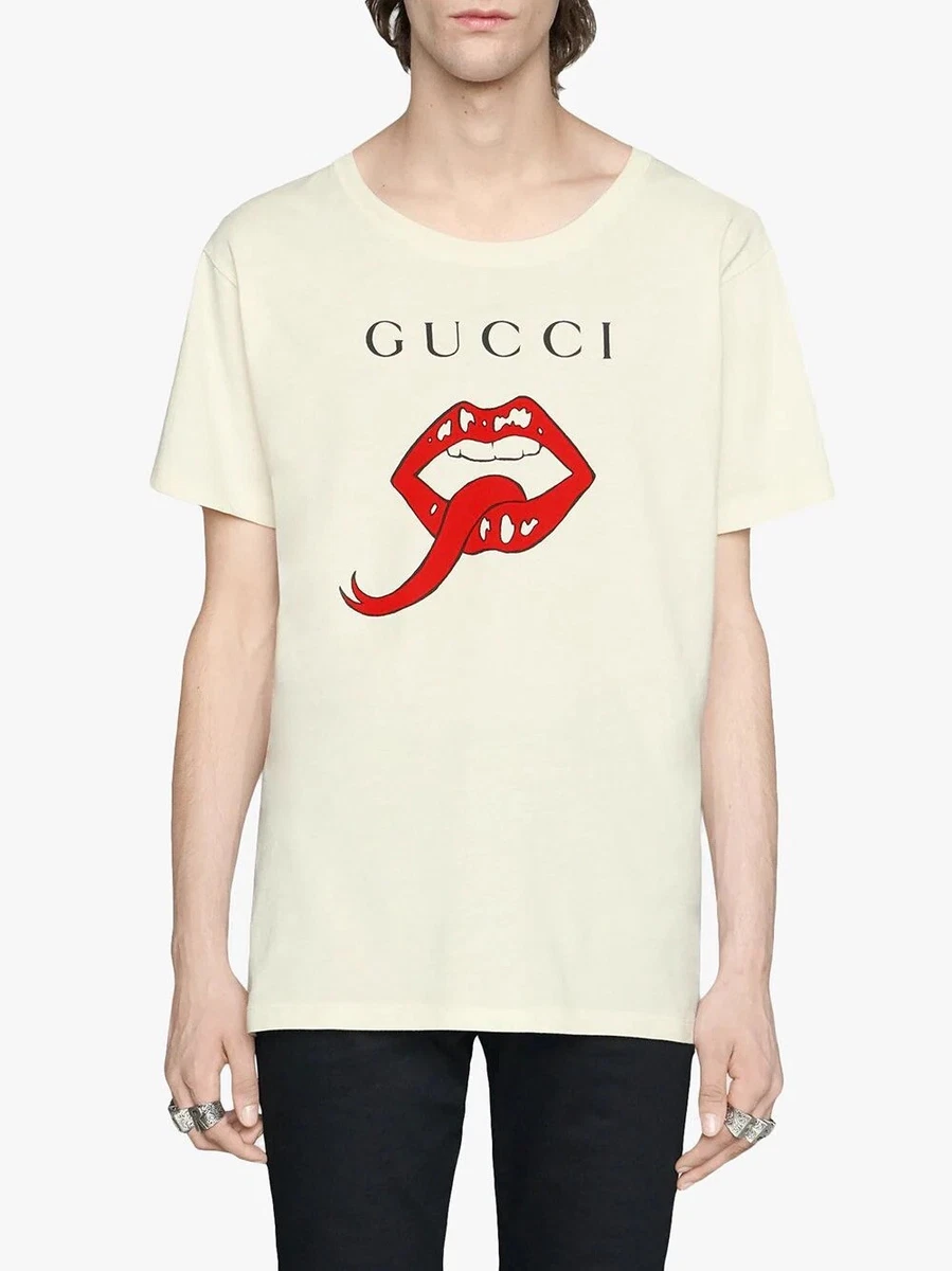 Gucci Logo Washed Print T - Shirt - White . Medium Oversize Flower -  Authentic