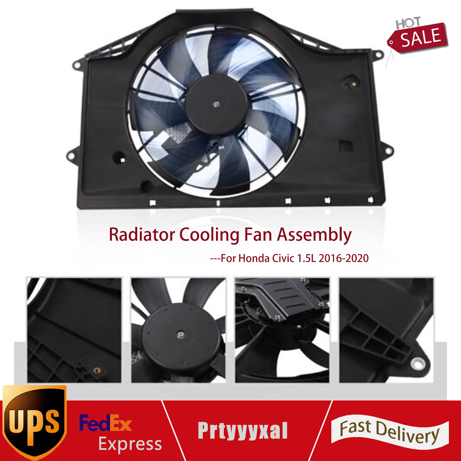 1.5L Radiator Cooling Fan Assembly For 2016 2017 2018 2019 2020 Honda Civic