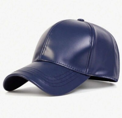 Leather Baseball Cap Hat, Adjustable Faux Leather, Vegan, Unisex for Men & Women
