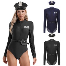 Womens Set Masquerade Costume High-cut Outfits Slim-fit Bodysuit Print Purse