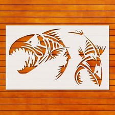 Skeleton Fish Majestic Tribal Stencil Template Reusable for Wall Art, DIY Crafts