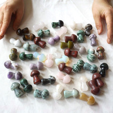 2.2LB 45Pcs Small Quartz Crystal Jasper Mushroom Tumbled Rocks Healing 35mm