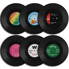 6 Retro Vinyl Record Disk Funny Coasters for Drinks Desktop Furniture Protection