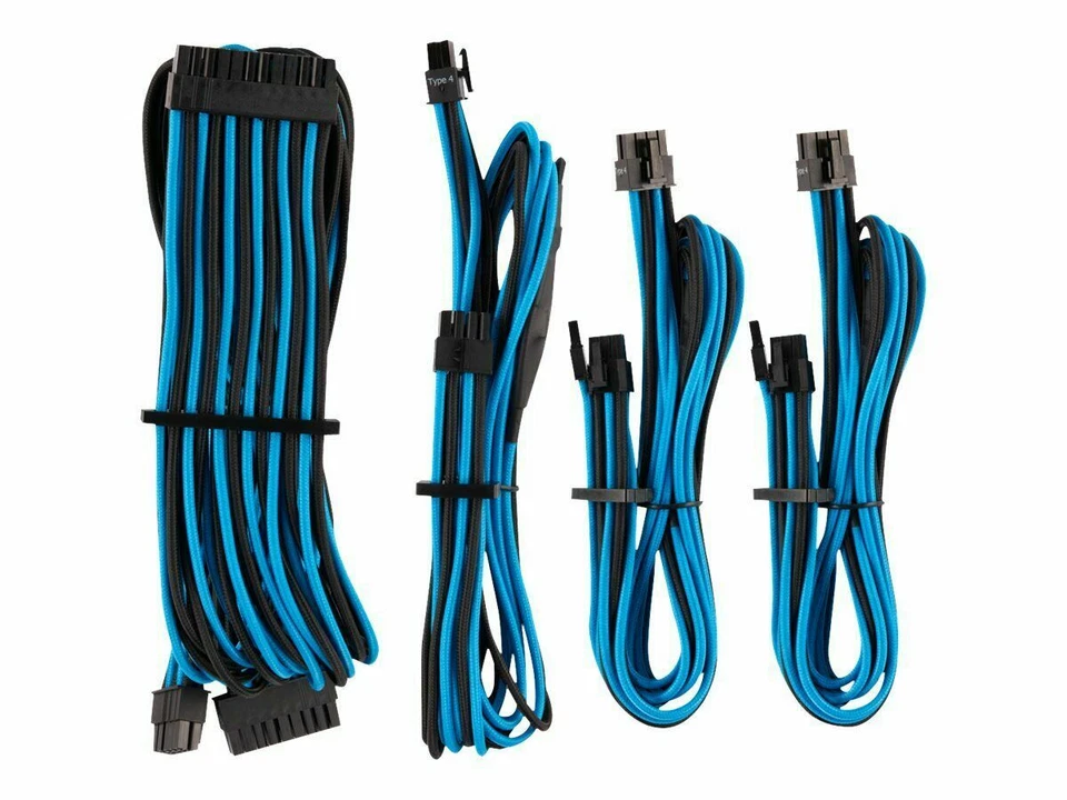 Corsair Individually Sleeved PSU Cables Starter Kit Type 4 Gen 4 - Blue / Black - Image 3 of 4