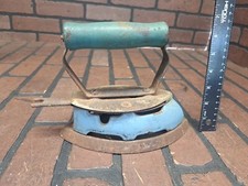 Vintage Coleman Instant-Lite  Turquoise Blue Enamel & Chrome Retro Gas Iron